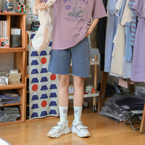 (Spot) loyal dog Small eight pear shaped homemade straight pants denim-2021 summer new products thin shorts women