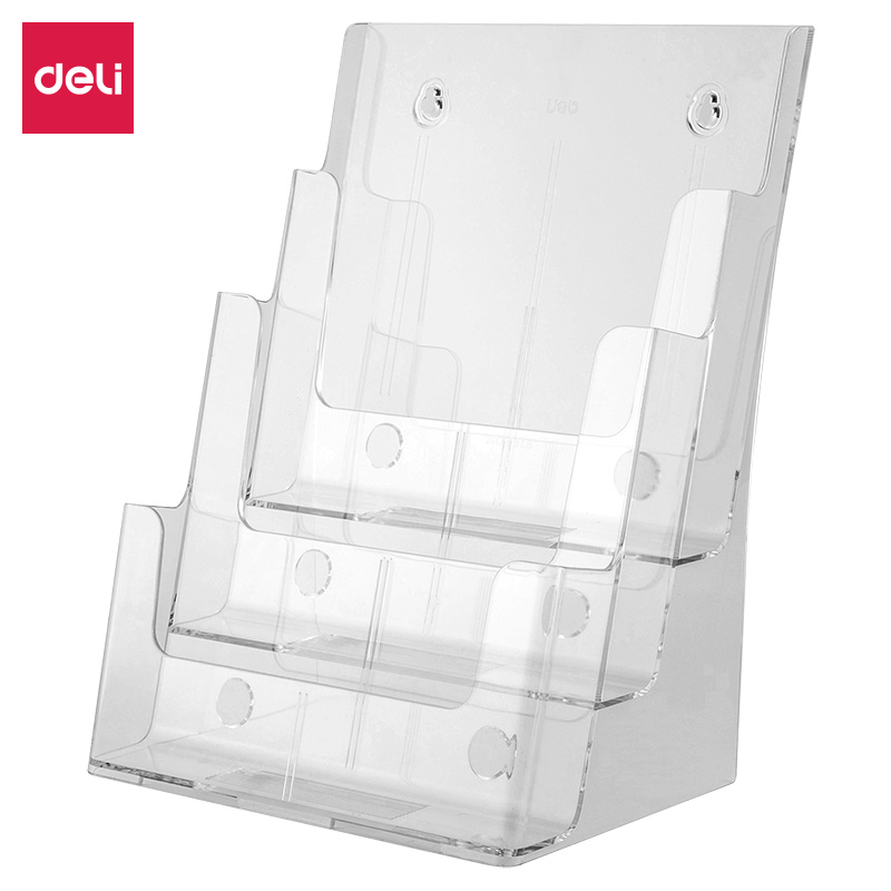 deli 9318 A4 three-layer acrylic desktop information display rack Wall-mounted leaflet magazine rack