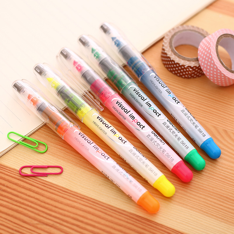 Del S618 direct highlighter student color notes key circle marking marker fluorescent marker pen