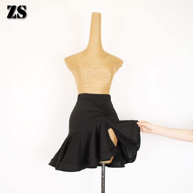 Latin dance adult female Chacha Rumba slit fish bone bag hip half body practice performance dance skirt dance clothing L229