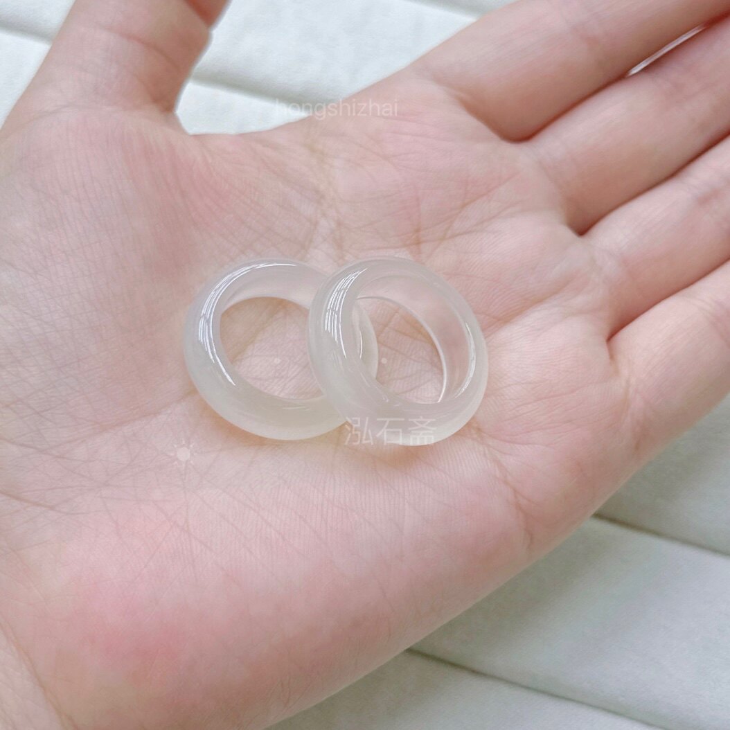 U336 natural agate chalcedony ring ice seed lychee jelly ring horse material ice seed index finger