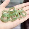 Natural Hetian jade carved ring dark green light soot