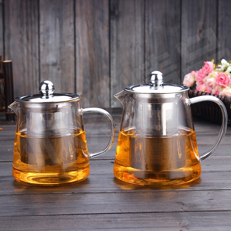 Cao borosilicate dày chịu nhiệt glass flower ấm trà thép không gỉ lọc nhiệt độ cao Kung Fu tea set trà maker