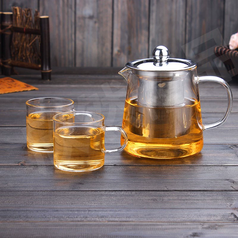 Cao borosilicate dày chịu nhiệt glass flower ấm trà thép không gỉ lọc nhiệt độ cao Kung Fu tea set trà maker