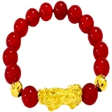 Ониксовый оберег на день рождения, золотой браслет из красной нити, на удачу, цвета киновари