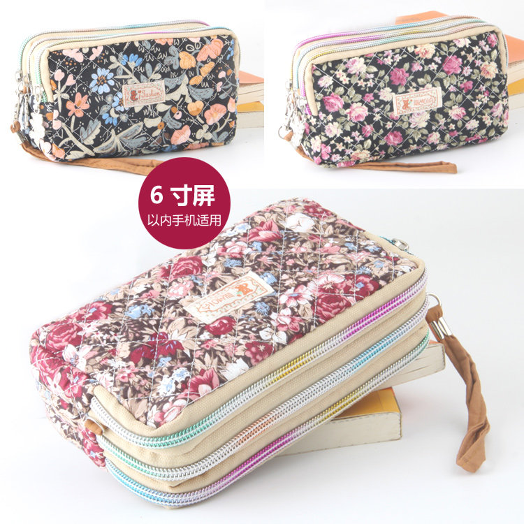 2022 new 6 7 inch cotton mobile phone bag mobile phone bag coin purse large screen wrist bag