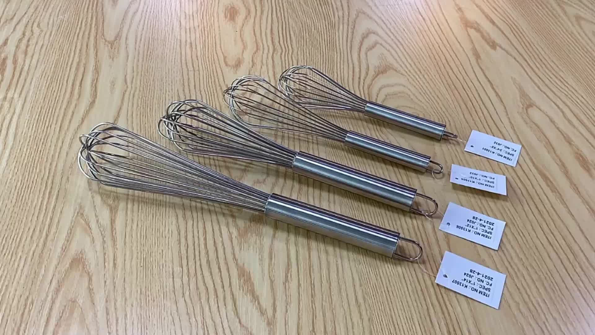 French Wire Egg Pancake Hand Mixer Stainless Steel Egg Beater Whisk