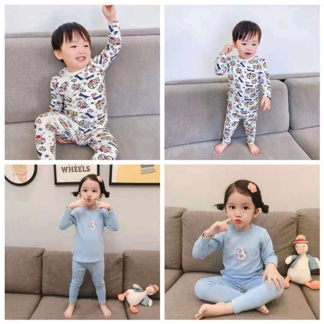 21 autumn and winter new Aisha Altman cashmere brushed home clothes underwear set boys and girls comfortable skin-friendly