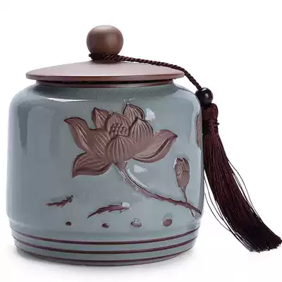 Made of slow life tea cans, Gokao kiln ceramic sealed storage tank black tea green tea Tieguanyin packaging box ornaments