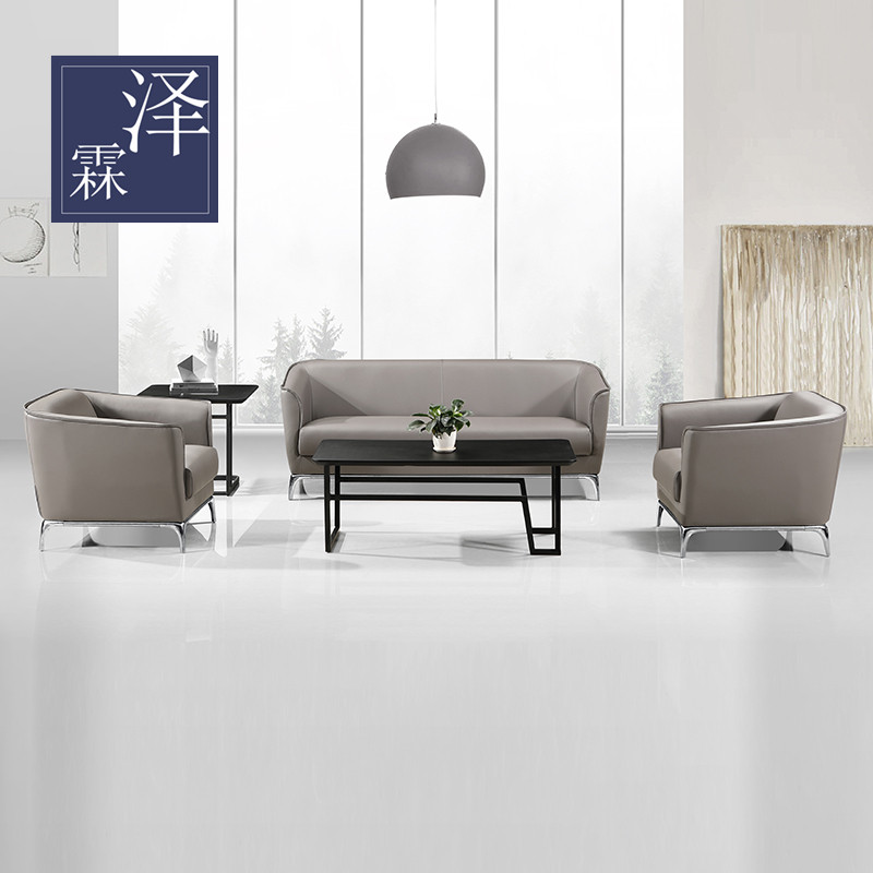 Office sofa genuine leather minimalist modern grey small business fair for the reception of sofa office