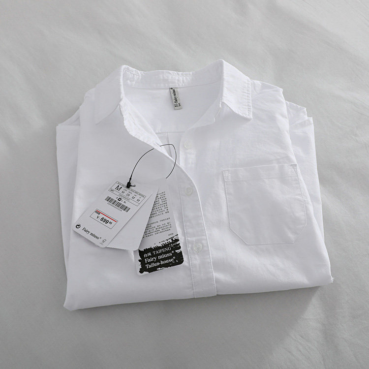 Cattle ~ GAO end taste old customers into Oxford cotton slim shirt cut label long sleeve white casual shirt women