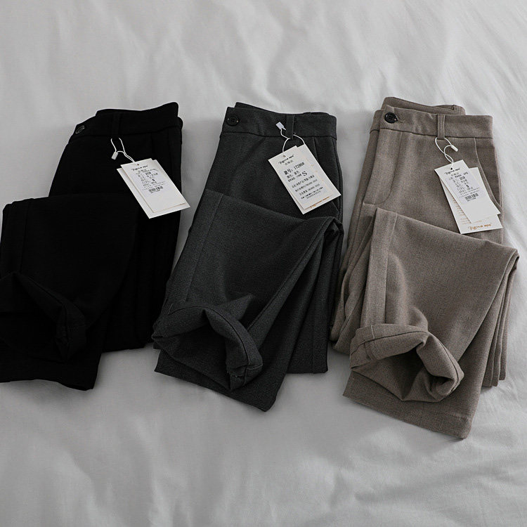 Pass out cavity to tone full cut mark foreign trade High waist casual pants Western pants 90% Harun straight tube smoke tube pants loose