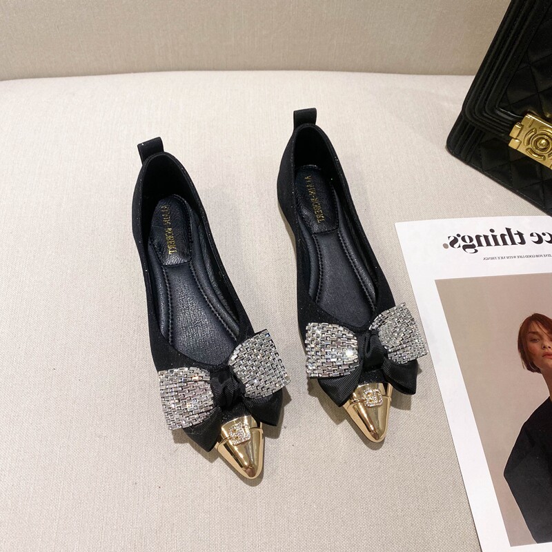 Ck Erwin Fairy Wind Hot drilling butterfly knot Tip Bag Shoes Light Mouth bean Bean Shoes A foot pedal flat-bottomed Ladle Shoes