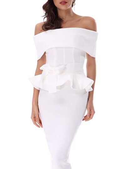 2025 spring and summer new arrivals, ladylike one-shoulder slim-fitting gown, backless two-piece hip-hugging ruffled dress