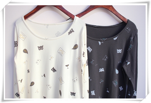 GP hạn chế mèo dễ thương / hoa thanh lịch ngọt ngào Đồ ngủ nữ Nhật Bản cotton dài tay áo đơn áo phong cotton nam