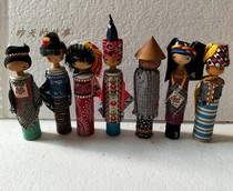 Nostalgic old inventory 80-90s puppet wooden figure decoration fabric ethnic doll