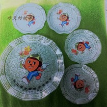 Nostalgia old stock of 90s glass color plate Tangshan San Yu card memorial plate