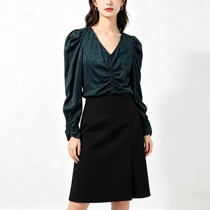 Xiaoxiao Foreign Trade Women's Thick Textured Casual Vacation Sweet Long-Sleeve Shirt ~ A2171
