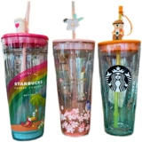 Starbucks, цветочный кофейный двухэтажный стеклянный стакан, с медвежатами
