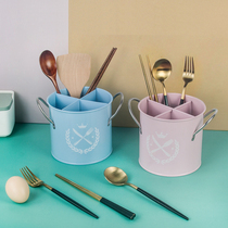 Nordic vintage creative tableware storage tube galvanized iron household knives forks spoons chopsticks buckets drain racks chopsticks cages