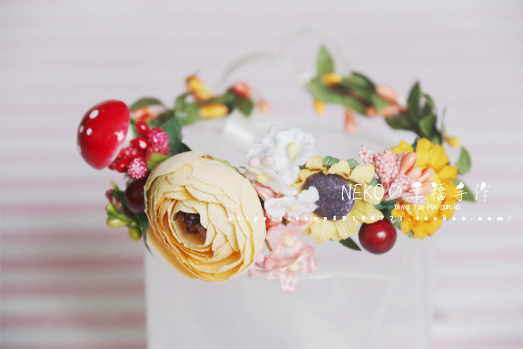 NEKO Home Handmade Flower Fairy item Circle Head Pet Flower Ring Hair Accessories Puppet Gingira Short headwear