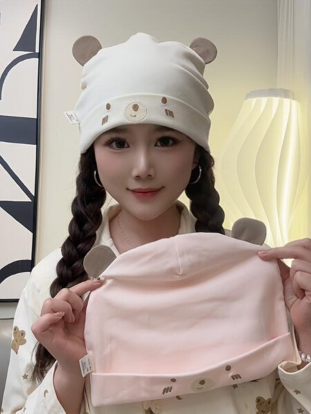 Postpartum Hat Made of Pure Cotton for Spring and Autumn, Windproof Hat for Pregnant Women, Thin Summer Style with Headband, Sweat-Absorbent Hat for Mothers with Large Head Circumference