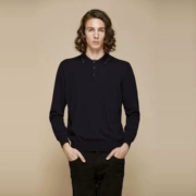 2017 mùa thu và mùa đông worsted tinh khiết cashmere nam ve áo màu tương phản áo len mỏng phần trung niên kinh doanh mặc giản dị - Áo len Cashmere