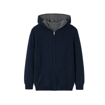 Fu Xianglins production from Ordos city with cap zipped mens thickened cardio-hoodie 100% mountain cashmere thickened sweater