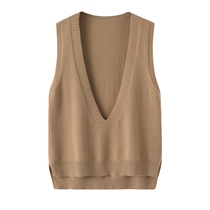 Ordos city V-collar lady cashmere sweatshirt waistcoat 100% mountain cashmere vest loose and warm 100 lap head