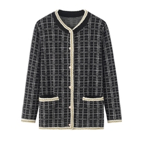 2021 Autumn winter new round collar double lift Thickened Small Scents Cashmere Sweatshirt Woman Cardiovert Warm Loose Sweater Coat