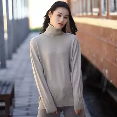Non-dyed 100% cashmere high lapel collar women cashmere sweater pure cashmere pullover sweater