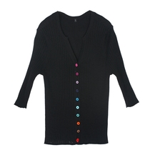 Odos City Fine Spinning V Collar Lady Cashmere Cardiff half sleeve 100 pure mountain cashmere midsleeve body colour buttoned sweater