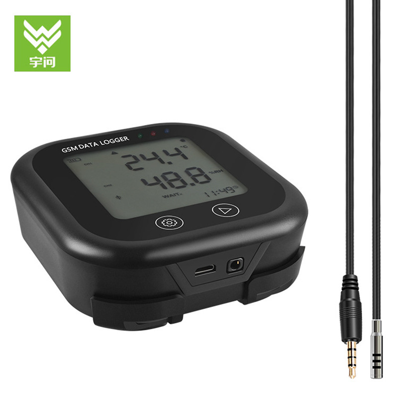 Yu asked about the temperature and humidity recorder SMS to alarm GSM-200E Workshop Greenhouse Warehousing remote View surveillance data