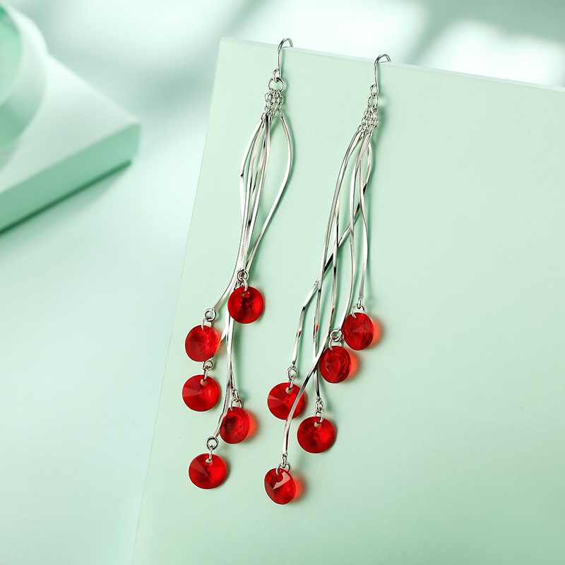 2022 New Year of the Rabbit zodiac year big red earrings 925 earrings Austrian crystal earrings for female brides