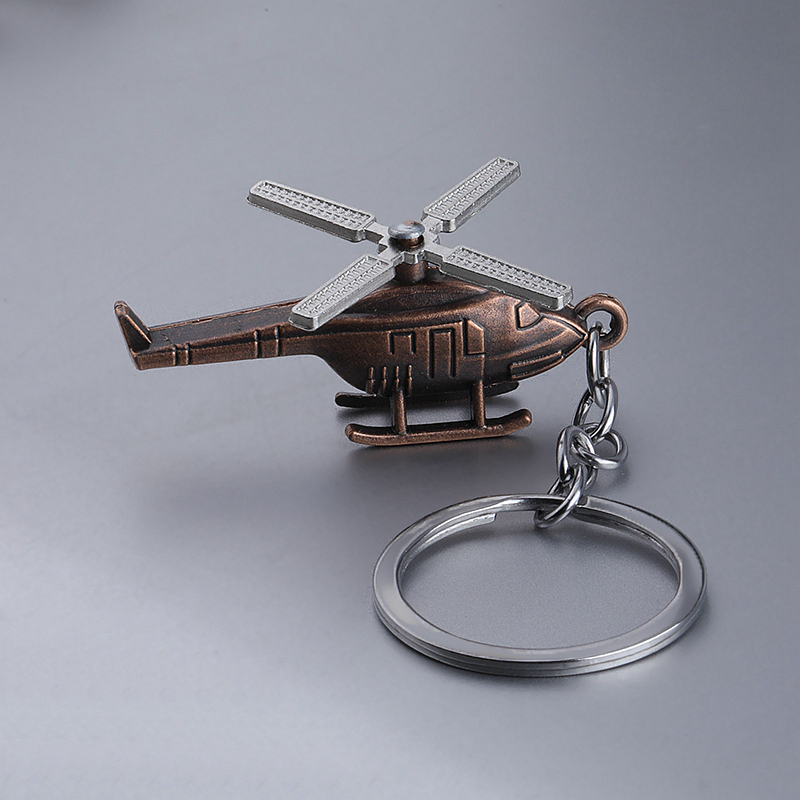 Metal Airplane Keychain Metal Model Key Chain Pendant Mini Simulation Passenger Plane Helicopter Gift Present