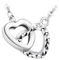 Platinum PT950 pendant necklace womens new double heart interlocking light luxury niche design clavicle chain animal year