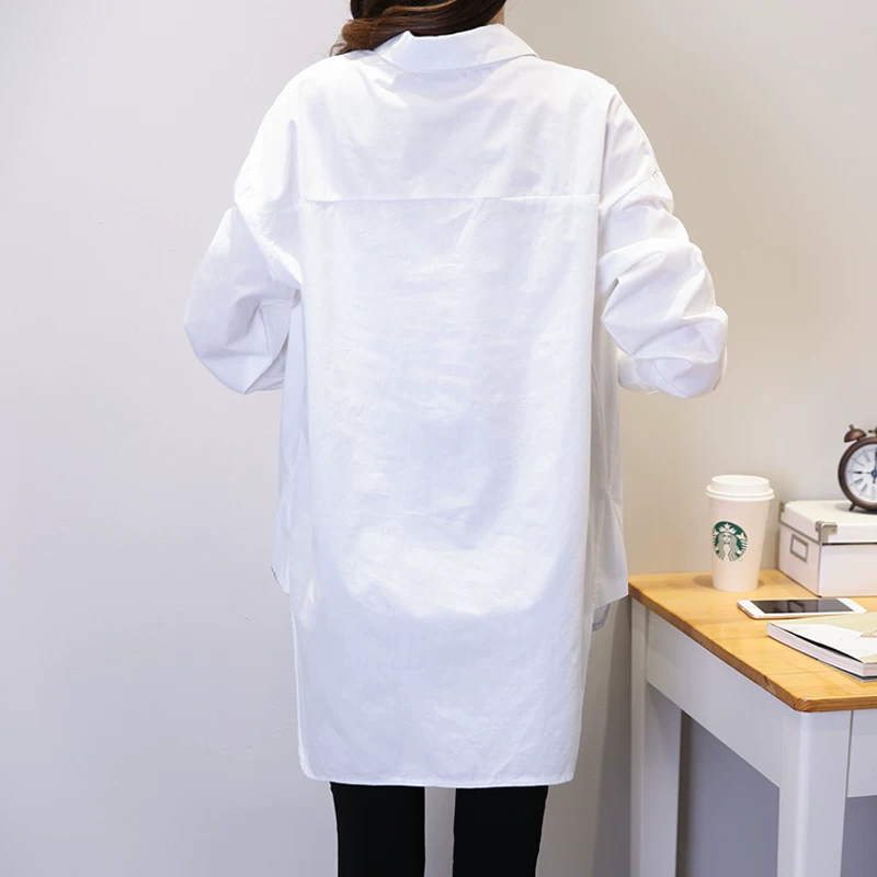 Весенняя базовая демисезонная рубашка для беременных, oversize, плюс размер, высокий ворот