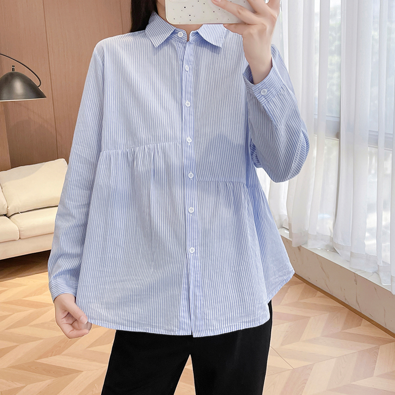 Spring and Autumn Clothing, Plus-Size Maternity Shirts, Base Layer Tops, Autumn Work Clothes, Maternity Wear, Professional Long-Sleeved Shirts