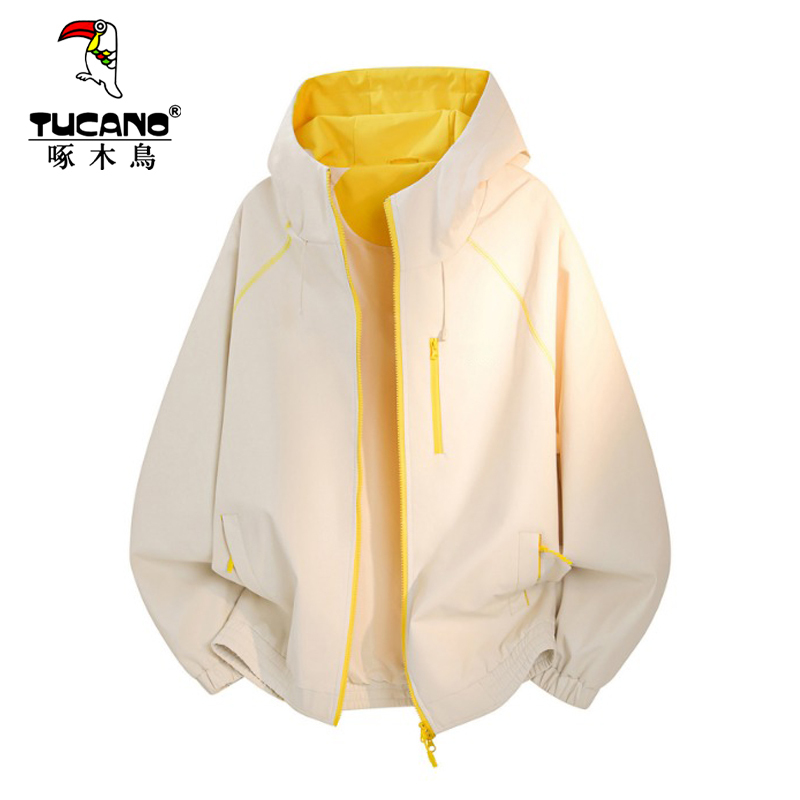 Woodpecker American-Style Trendy Hooded Jacket for Men and Women, Spring and Autumn Loose Casual Sports Men's Workwear Style Jacket