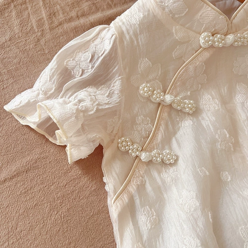 Детское ципао, боди, комбинезон для новорожденных, летняя одежда для девочек, наряд маленькой принцессы, наряд на выход