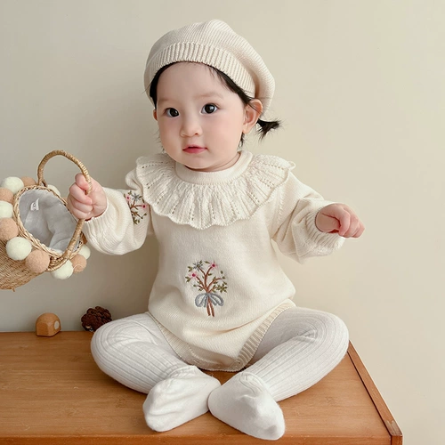 Детское трикотажное боди для девочек, свитер для принцессы, осеннее платье, зимний комплект, наряд на выход