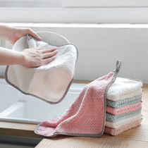 Hanging coral velvet hand towel Kitchen cleaning towel does not lose hair Absorbent rag Dish washing cloth Cleaning cloth