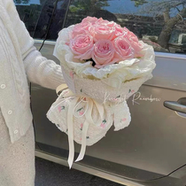 Embroidery fabric lamb suede packing floral floral floral bouquet Bouquet Handmade Flower Shop Materials Embroidered Bouquet Strawberry Cherry