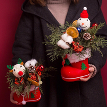 Christmas Snow Ground Boots Christmas Gift Box Creative Floral Box Flowers Flower Arrangement Gift Gift Decoration Cute Red Cartoon Shoes