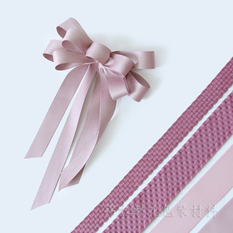 Korean flower art ribbon flower gift decoration flower knot packaging bouquet pure color ribbon material flower shop supplies