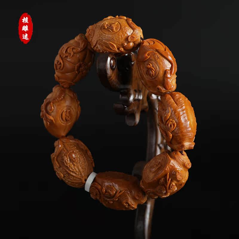 Selection of olives nuclear sculptures string of eight precious teapots Zhoushan pure handmade 2 1 famous man's hand to play the man's hand