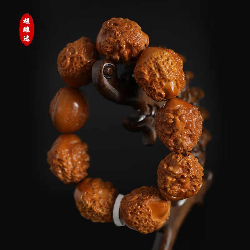 Zhoushan Olive Nuclear Sculptures Hand-string Pure Handmade Dammology Famous Chinese Liu Guowei Tiewen Nuclear Wen Play Handlebar to Play Piece