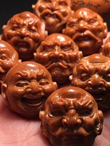 Nuclear carving fan Suzhou nuclear carving famous blue worker double-sided eighteen arhans pure handmade old tree iron core realistic arhat