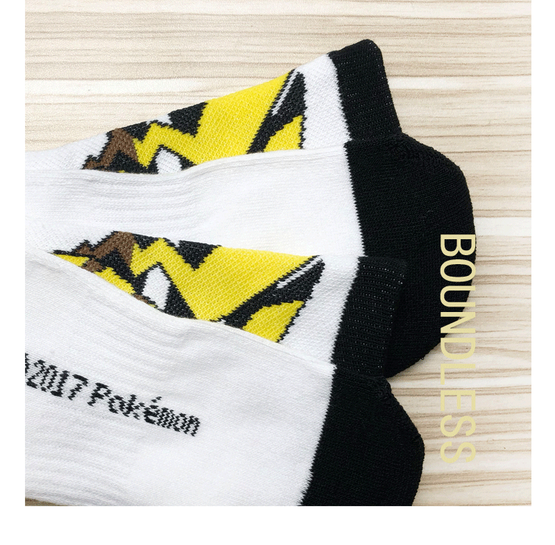BOUNDLESS Pikachu trong vớ ống Pikachu vớ thể thao mẫu tất cổ ngắn