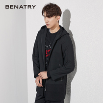 Benagawa trench coat men long Korean version handsome fashion brand spring and autumn casual coat oversize thin coat